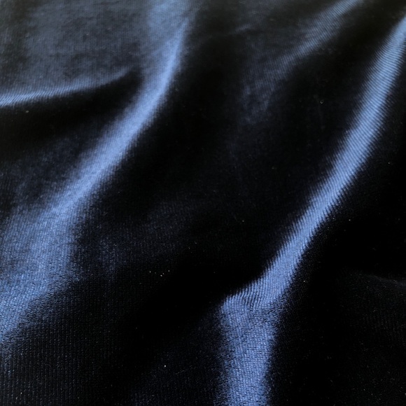 High Neck Royal Blue Velvet Top - Picture 2 of 5